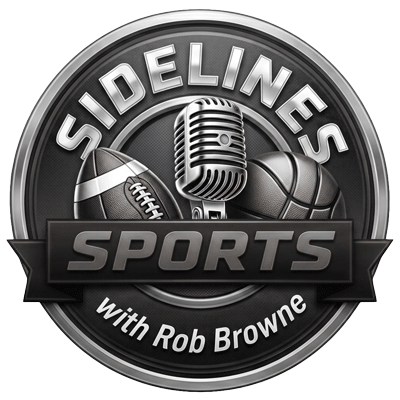 sidelines sports round logo with mic and balls bandw 300 200 100